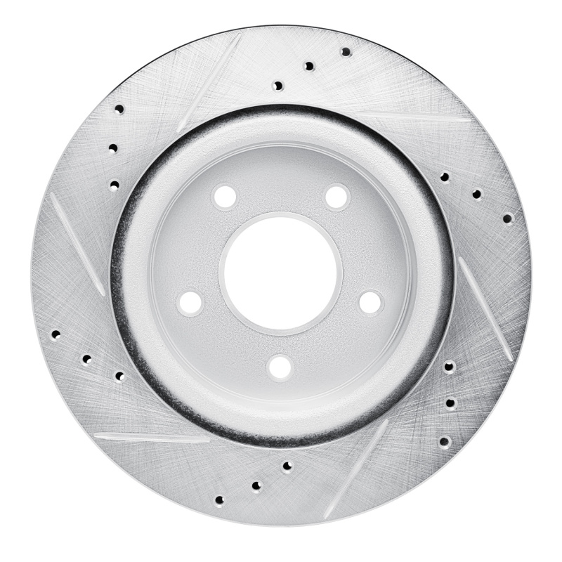 Nissan Qashqai Brake Rotor (1) - Rear Right - R1 Concepts - Drilled & Slotted - Silver - `17-`25